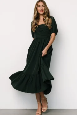 Baltic Born Andrea Pleated Midi Dress | Forest Green