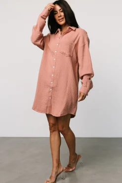 Baltic Born Andres Button Shirt Dress | Dusty Rose