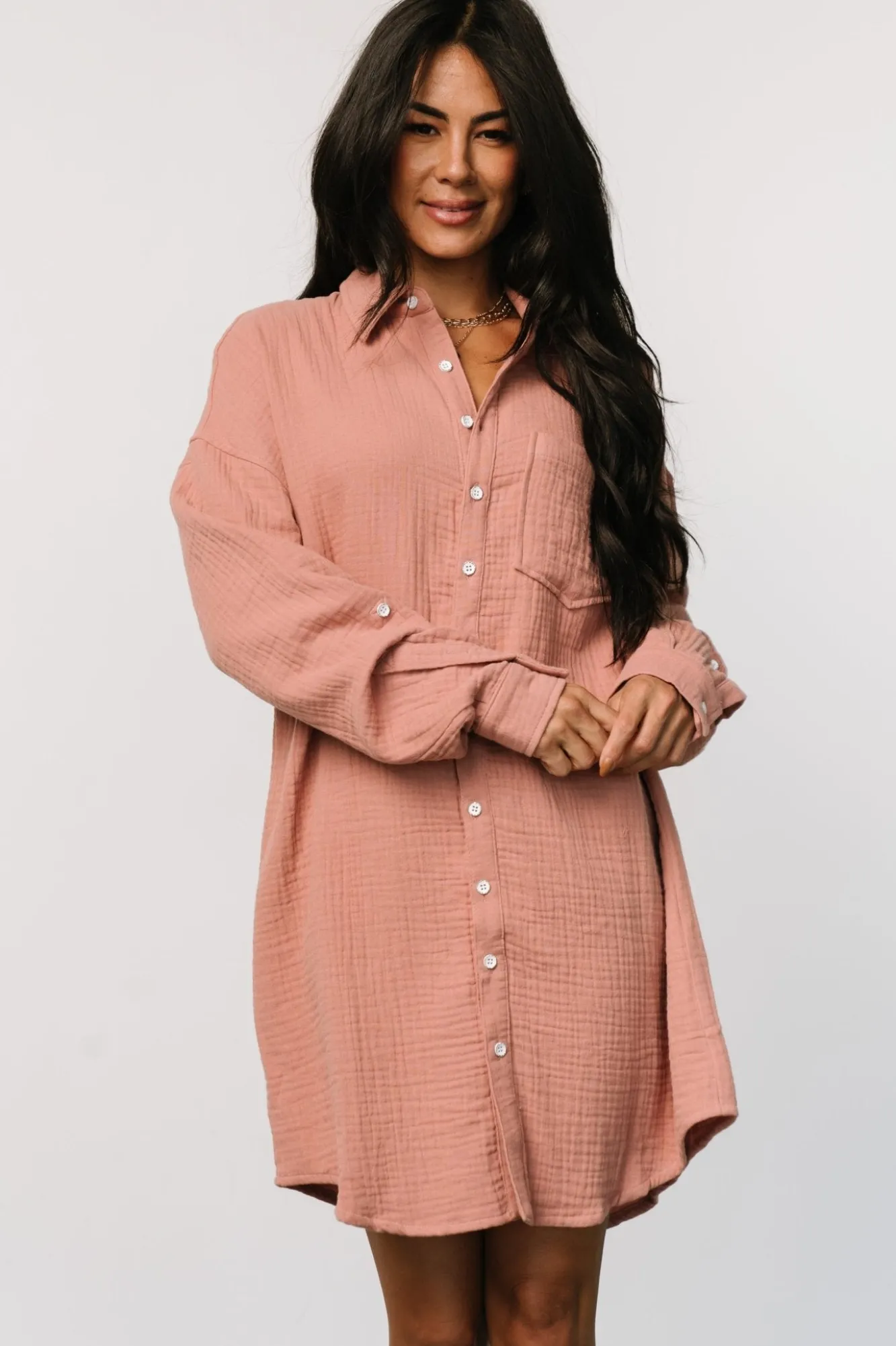 Baltic Born Andres Button Shirt Dress | Dusty Rose