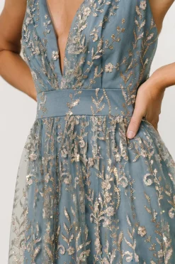 Baltic Born Anisa Shimmer Gown | Slate Blue + Rose Gold