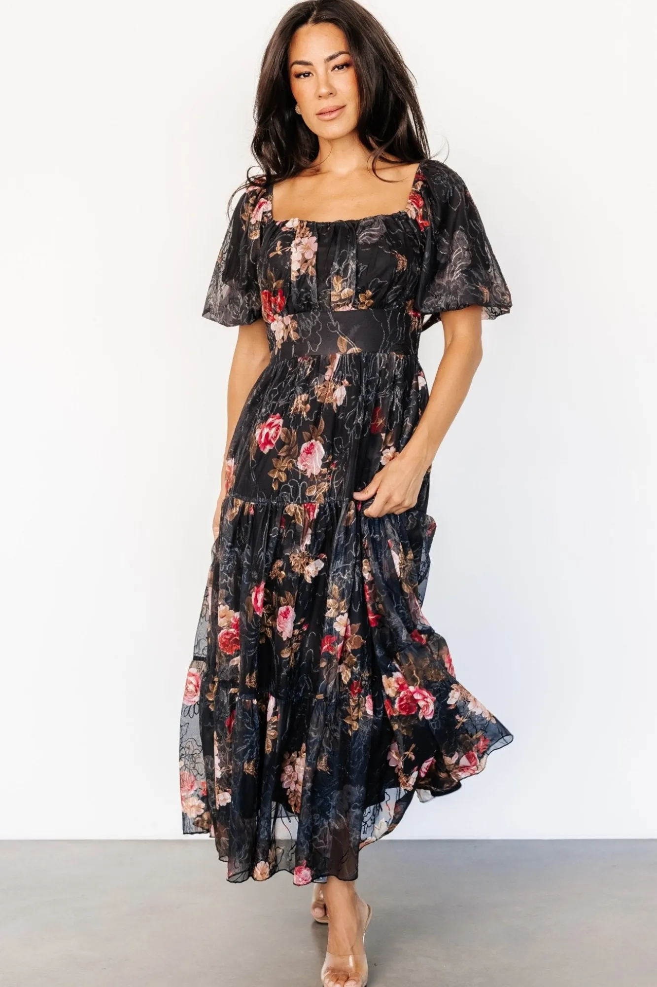 Baltic Born Annabeth Midi Dress | Black Floral