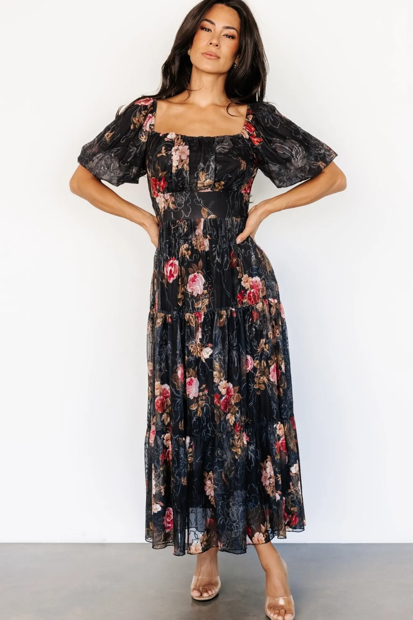 Baltic Born Annabeth Midi Dress | Black Floral