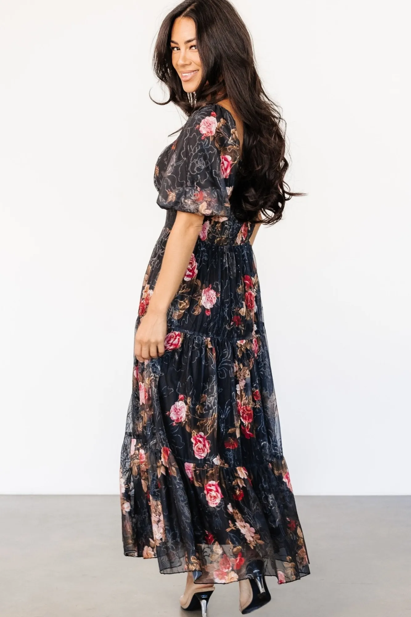 Baltic Born Annabeth Midi Dress | Black Floral