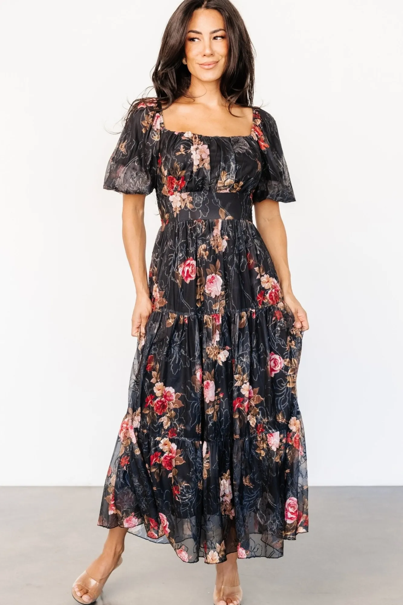 Baltic Born Annabeth Midi Dress | Black Floral