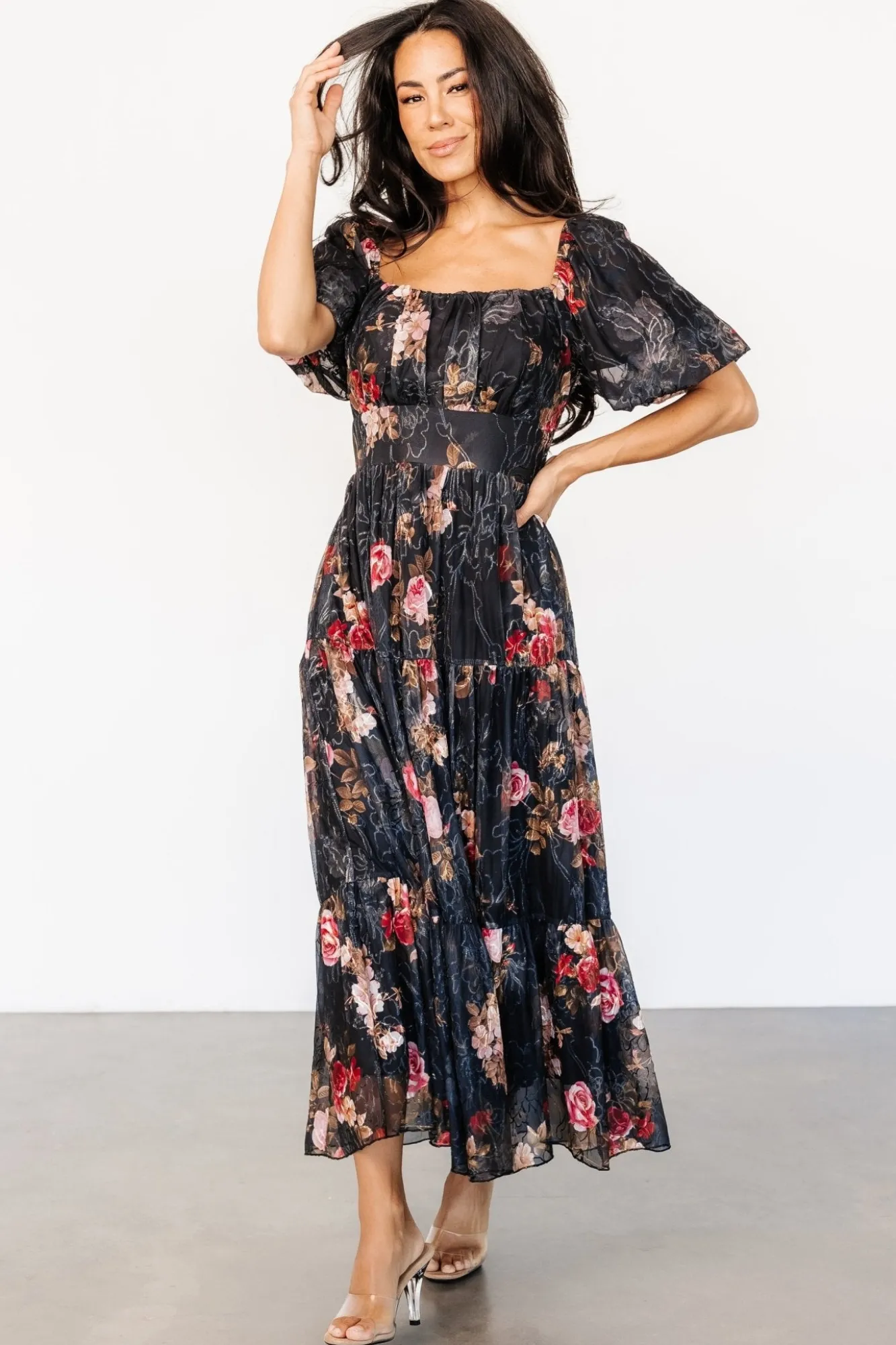 Baltic Born Annabeth Midi Dress | Black Floral