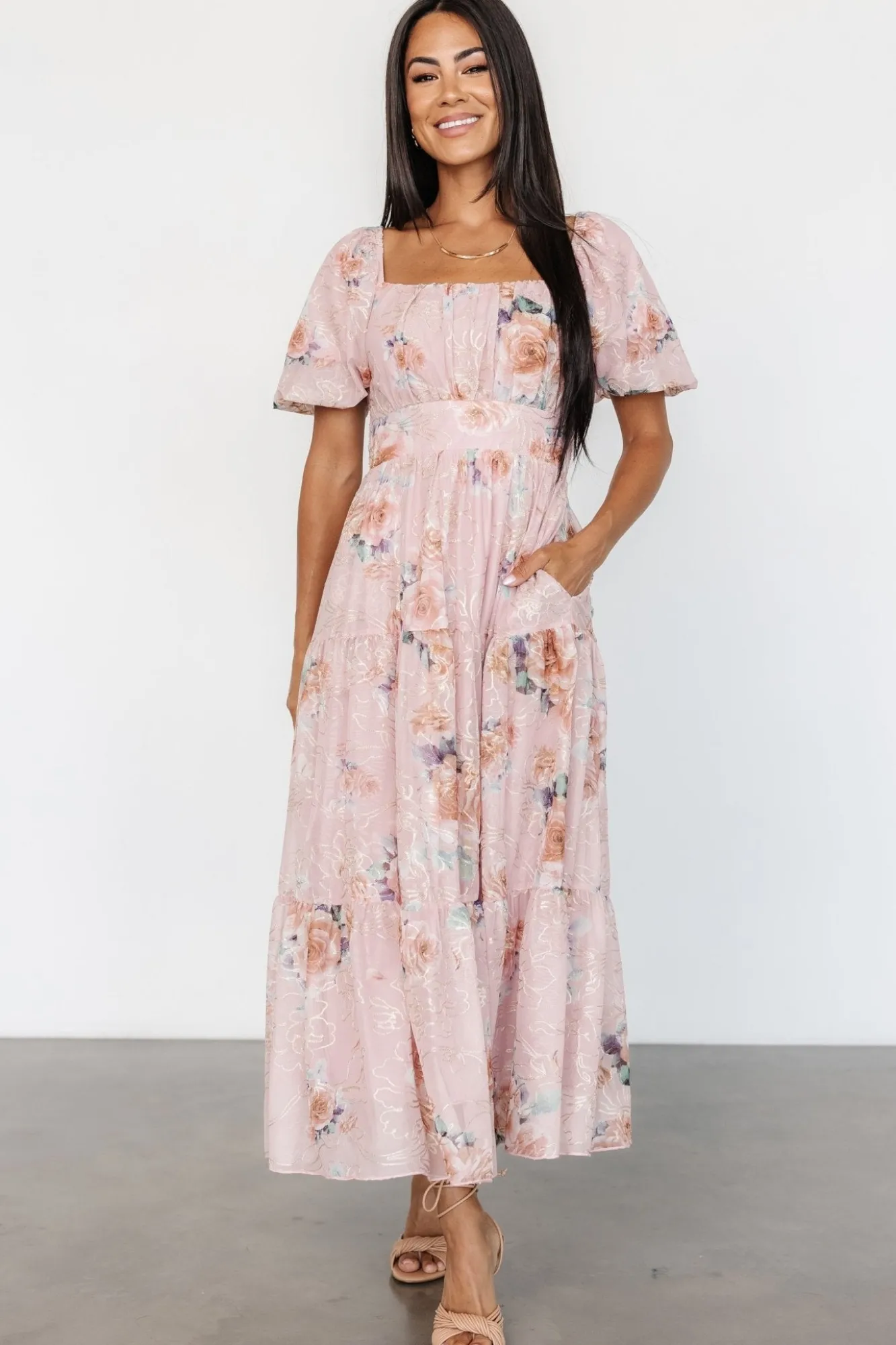 Baltic Born Annabeth Midi Dress | Blush Floral