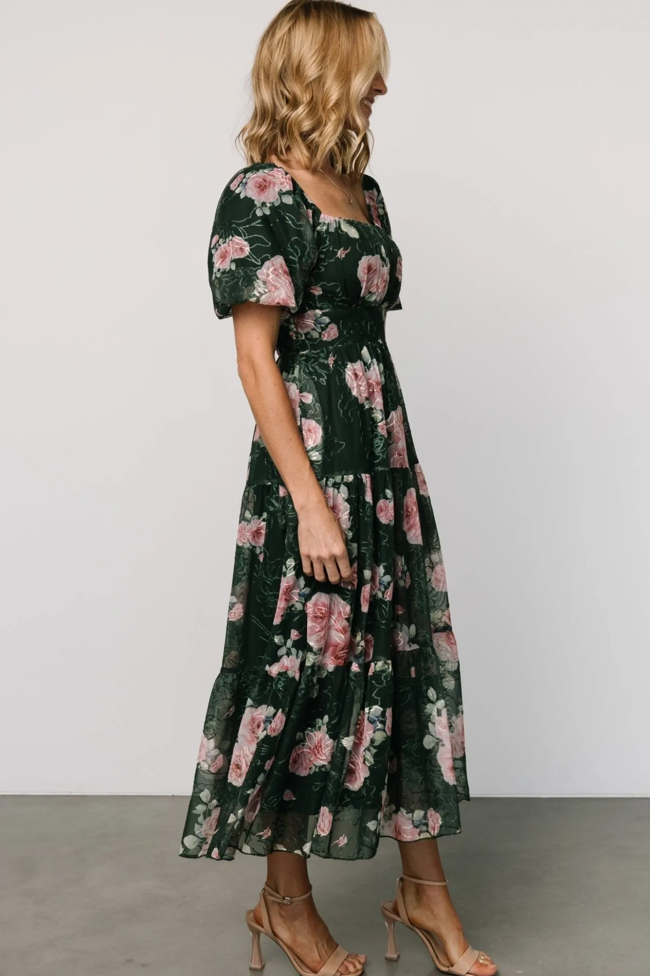 Baltic Born Annabeth Midi Dress | Dark Green + Pink