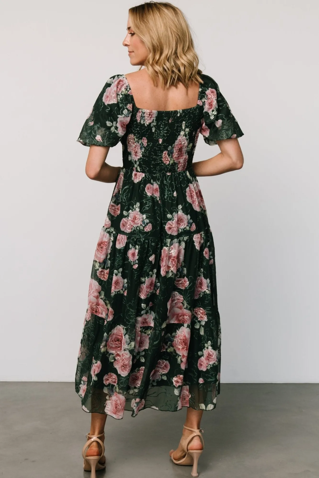 Baltic Born Annabeth Midi Dress | Dark Green + Pink