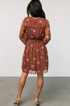 Baltic Born Anne Short Dress | Rust Print