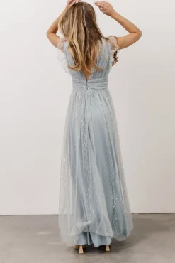 Baltic Born Annika Sequin Mesh Maxi Dress | Dusty Blue