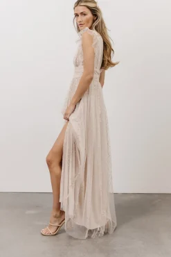 Baltic Born Annika Sequin Mesh Maxi Dress | Nude Blush
