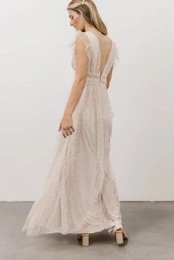 Baltic Born Annika Sequin Mesh Maxi Dress | Nude Blush