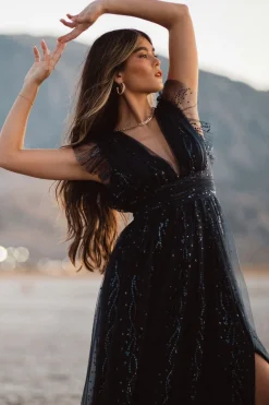 Baltic Born Annika Sequin Mesh Maxi Dress |