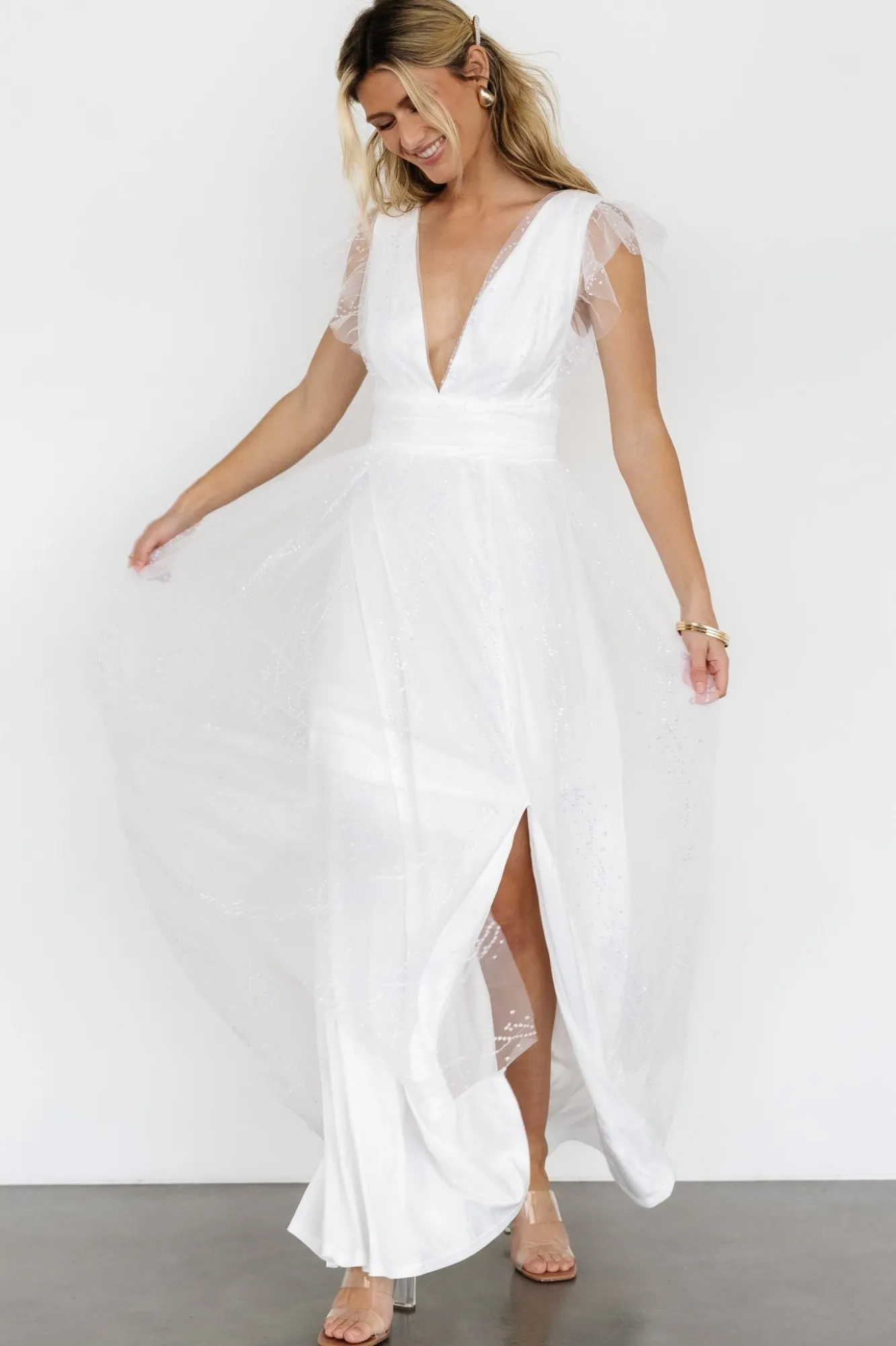 Baltic Born Annika Sequin Mesh Maxi Dress | Off White