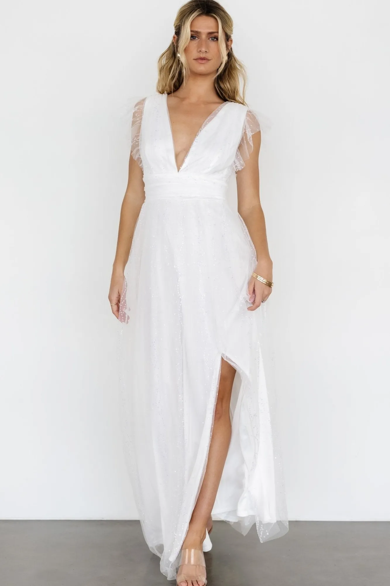 Baltic Born Annika Sequin Mesh Maxi Dress | Off White