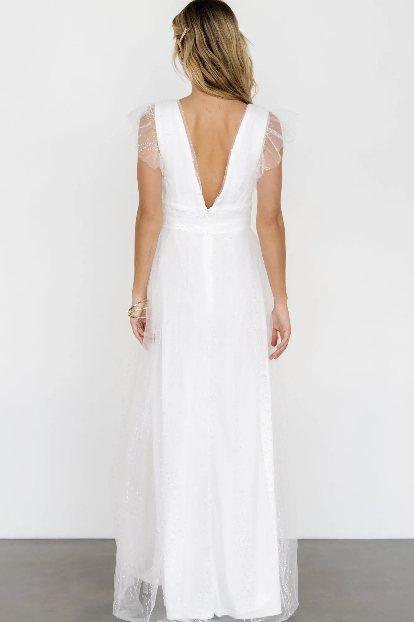 Baltic Born Annika Sequin Mesh Maxi Dress | Off White