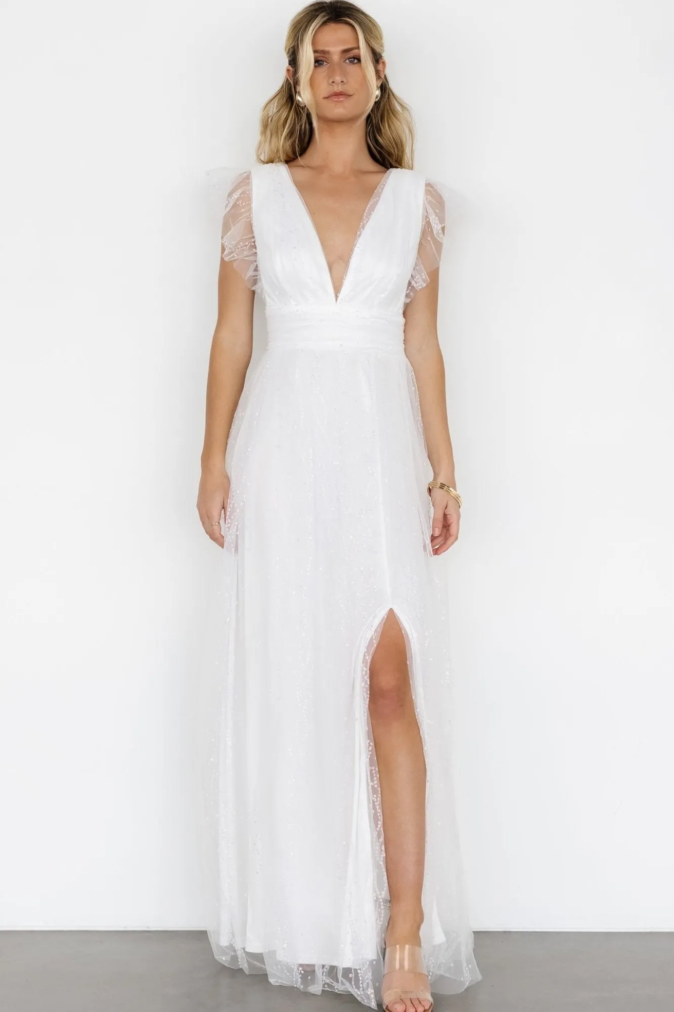 Baltic Born Annika Sequin Mesh Maxi Dress | Off White