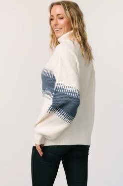 Baltic Born Antonov Turtle Neck Sweater | Blue + Cream