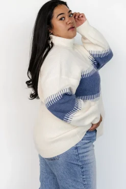 Baltic Born Antonov Turtle Neck Sweater | Blue + Cream