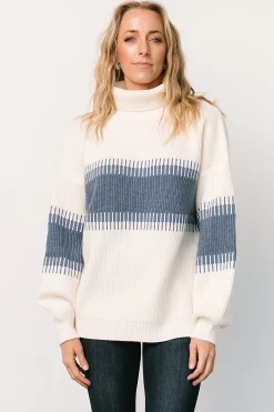 Baltic Born Antonov Turtle Neck Sweater | Blue + Cream