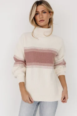 Baltic Born Antonov Turtle Neck Sweater | Mauve + Cream