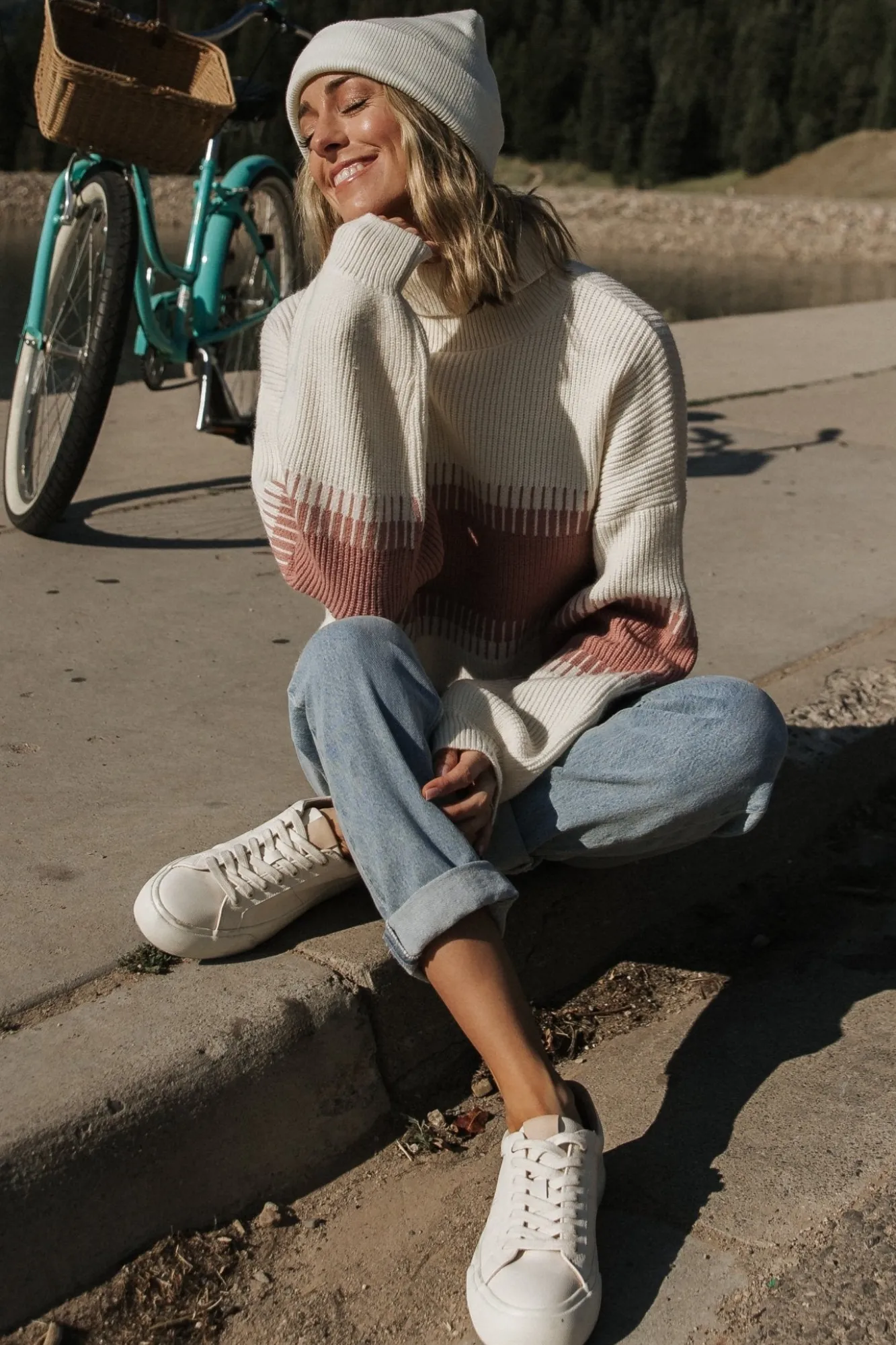 Baltic Born Antonov Turtle Neck Sweater | Mauve + Cream