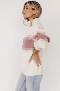 Baltic Born Antonov Turtle Neck Sweater | Mauve + Cream