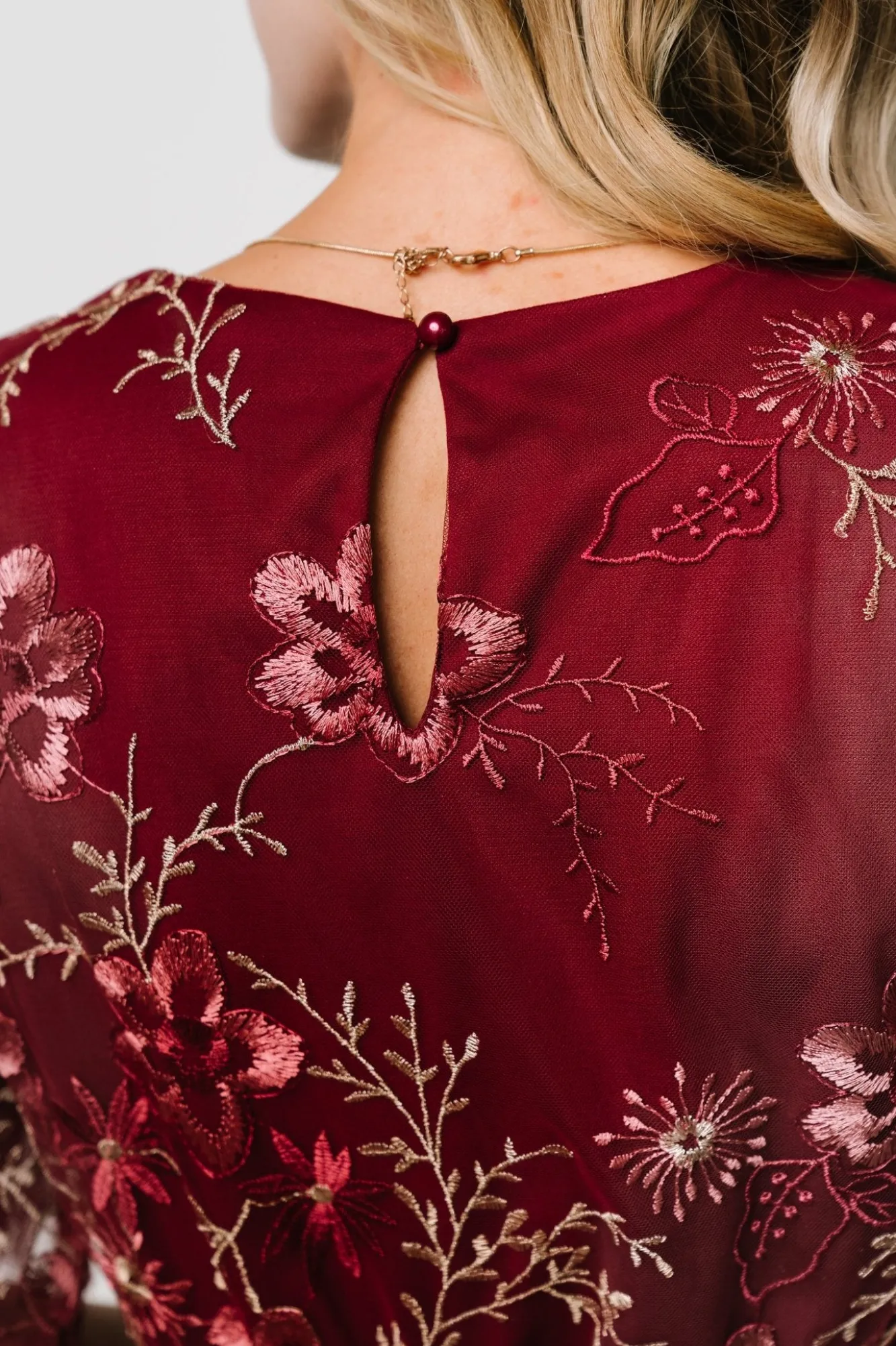 Baltic Born Arabella Embroidered Tulle Maxi Dress | Burgundy Floral