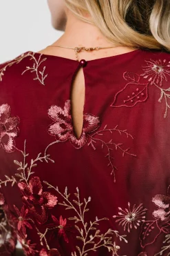 Baltic Born Arabella Embroidered Tulle Maxi Dress | Burgundy Floral