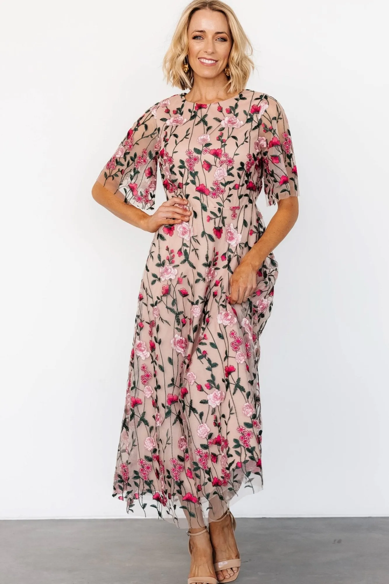 Baltic Born Arabella Embroidered Tulle Maxi Dress | Rose Garden