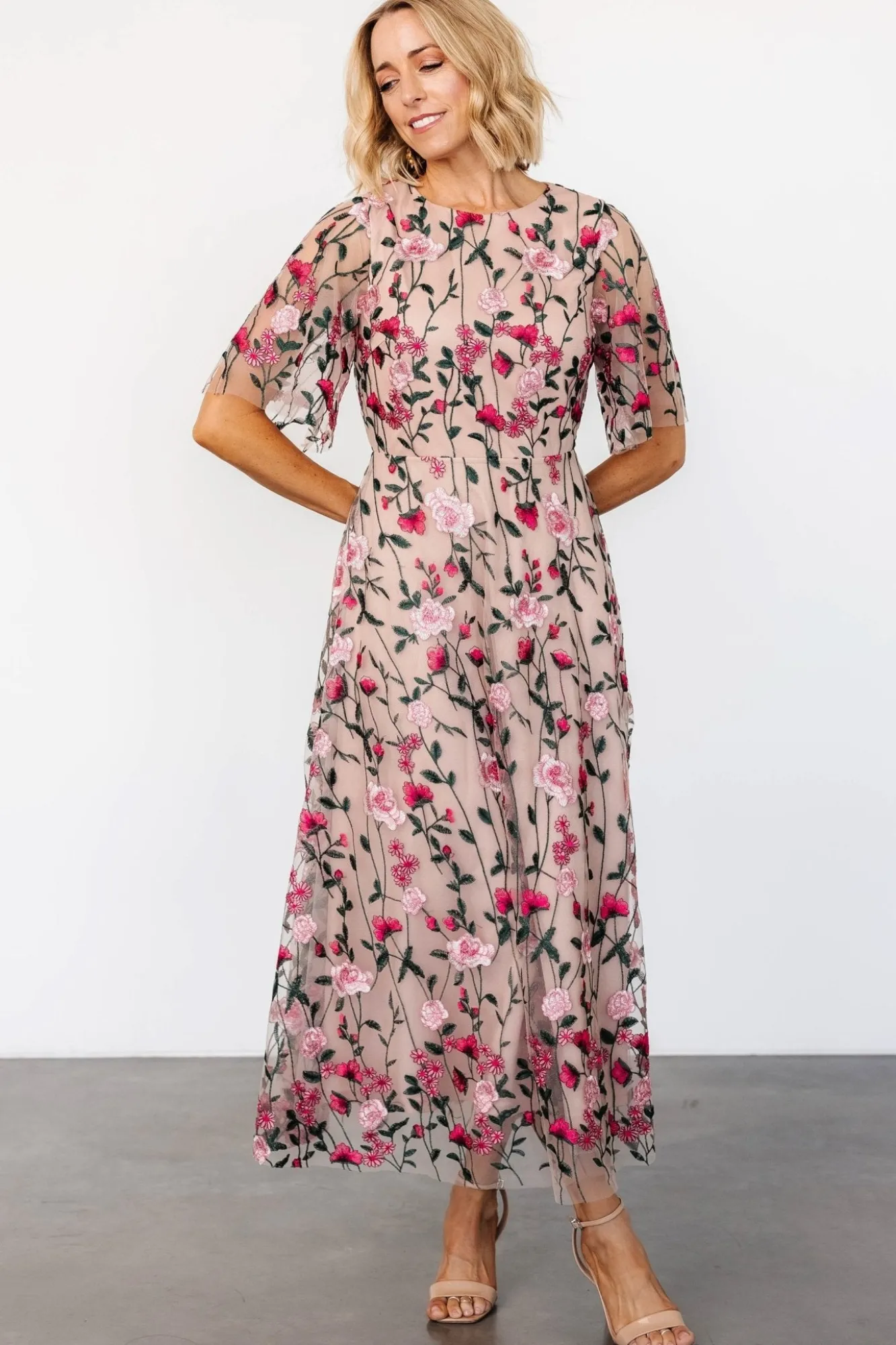 Baltic Born Arabella Embroidered Tulle Maxi Dress | Rose Garden