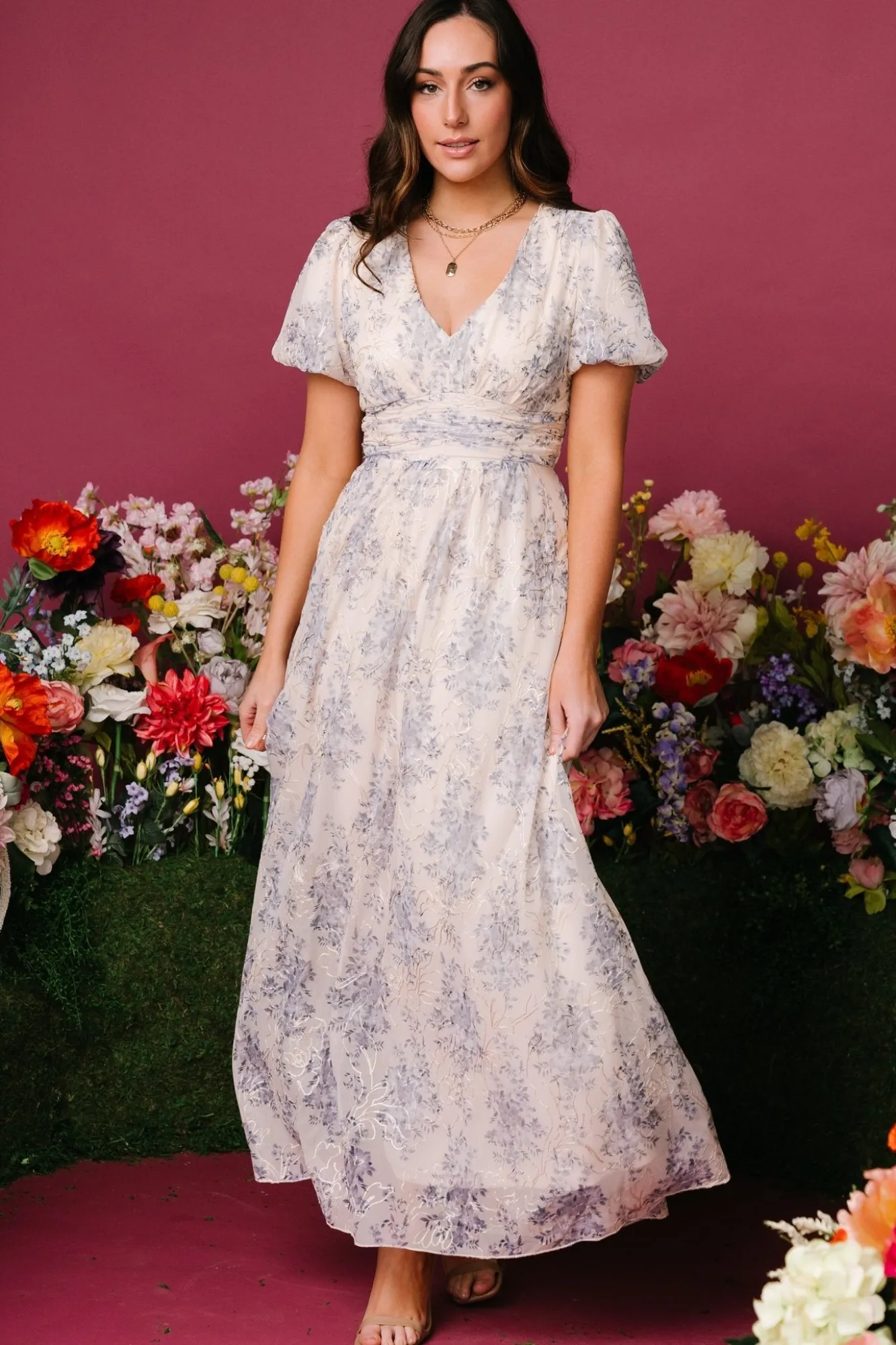 Baltic Born Ardley Maxi Dress | Cream + Blue