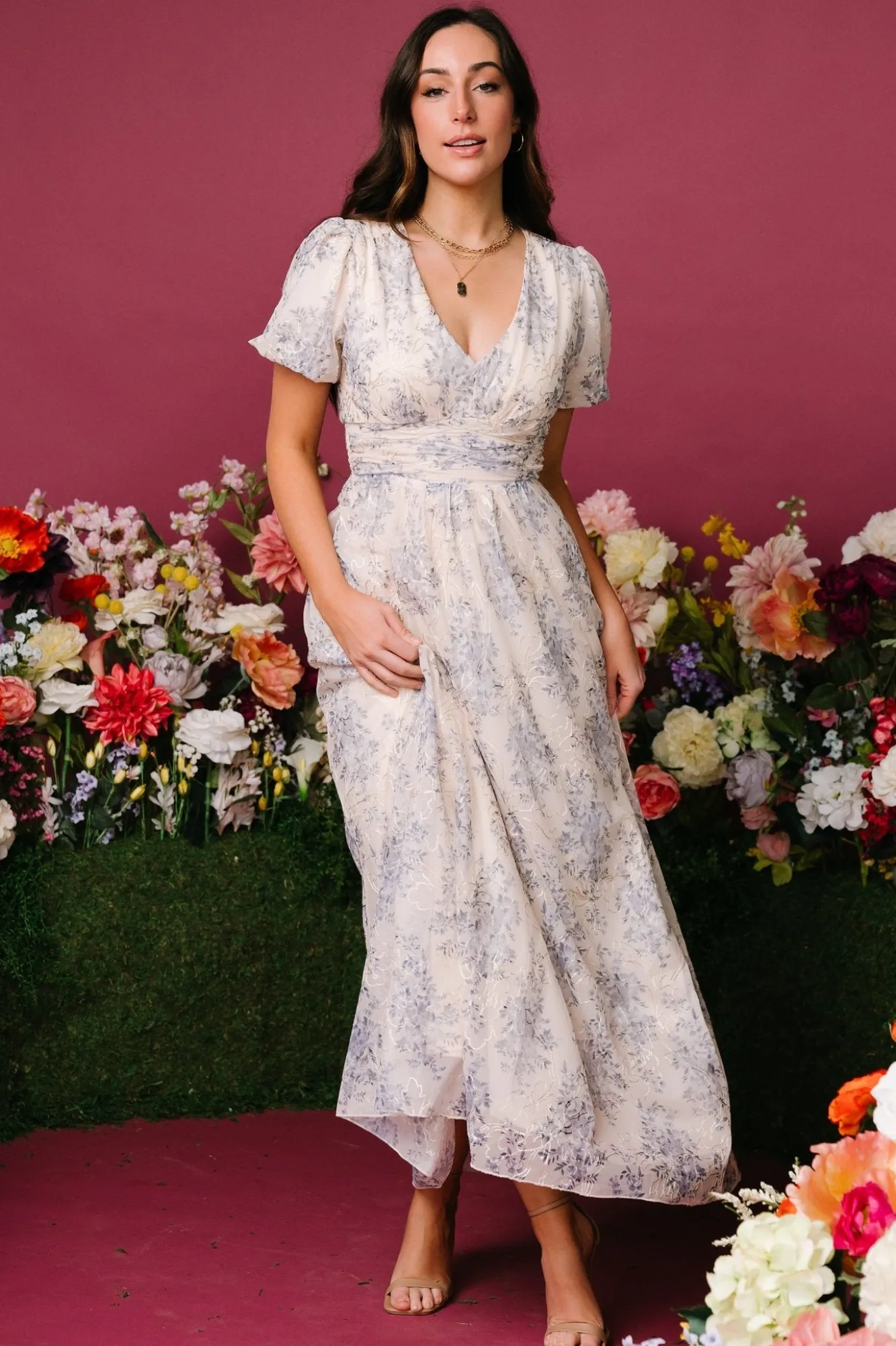 Baltic Born Ardley Maxi Dress | Cream + Blue