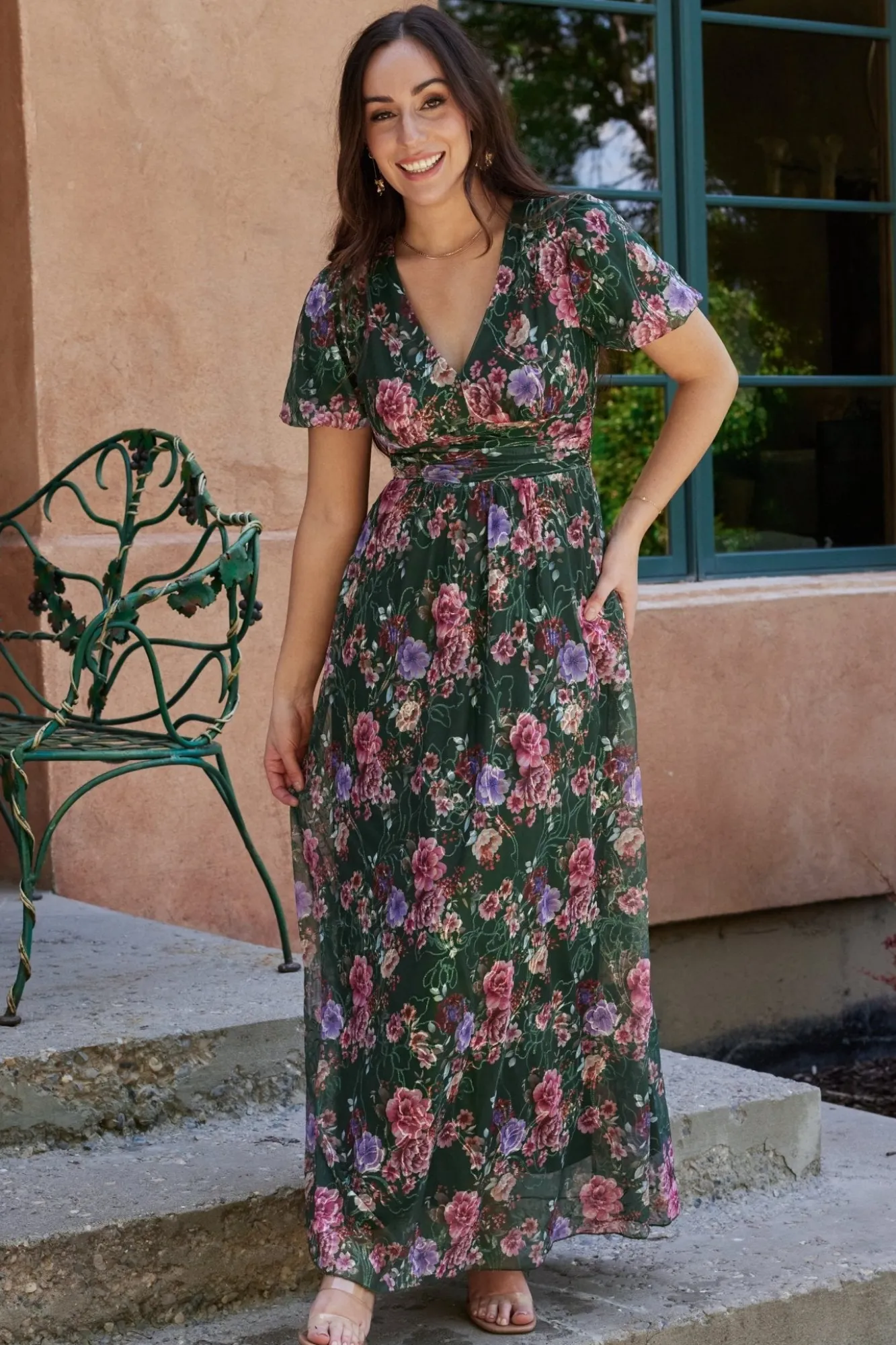 Baltic Born Ardley Maxi Dress | Green + Pink Floral