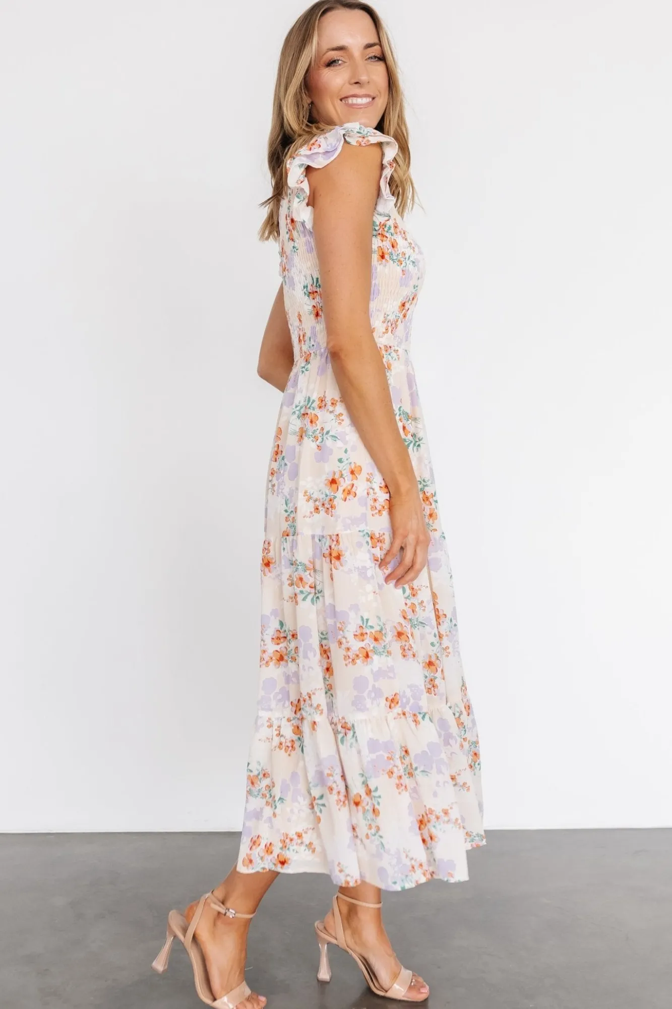 Baltic Born Arla Smocked Maxi Dress | Cream Floral