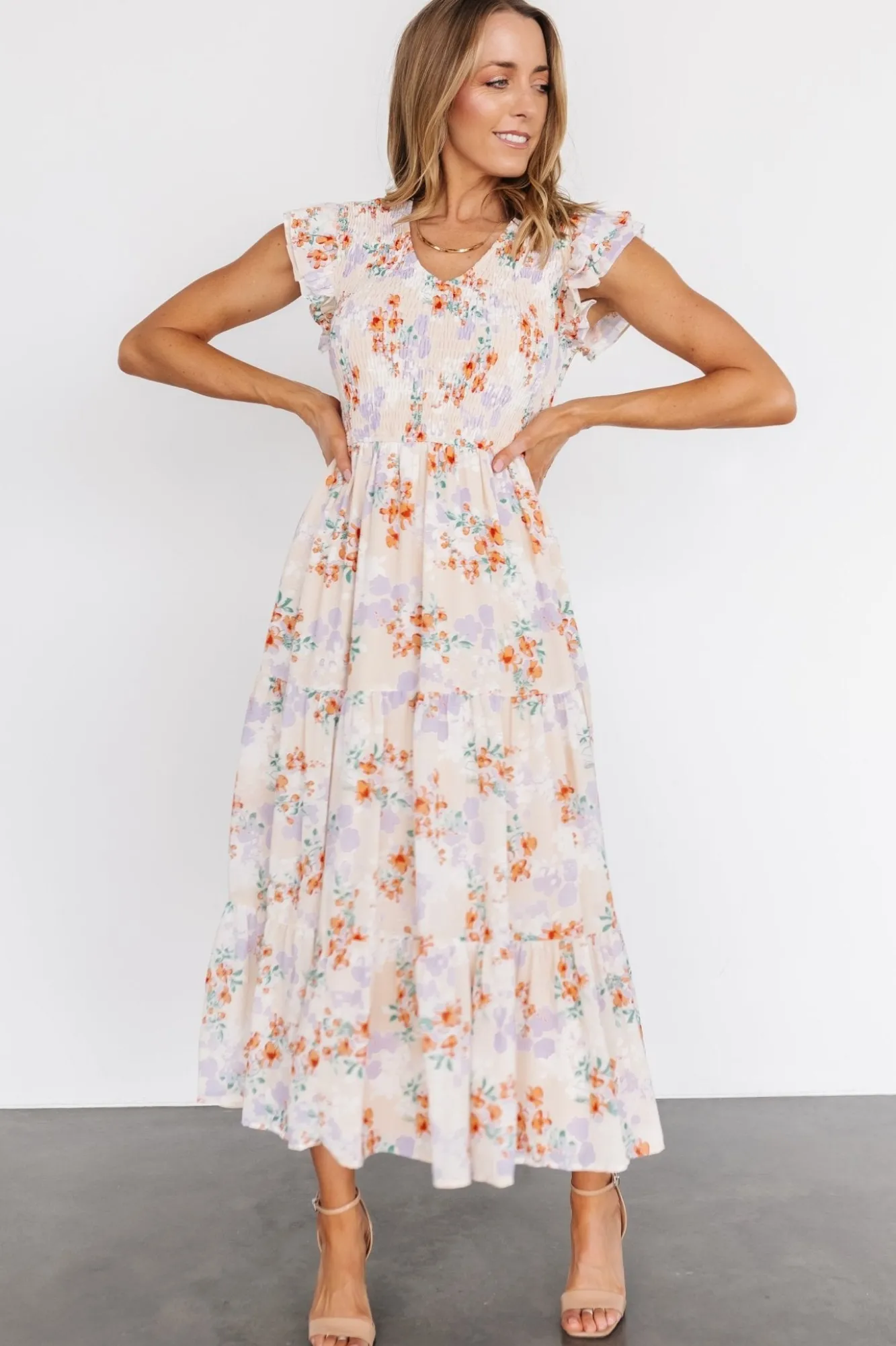 Baltic Born Arla Smocked Maxi Dress | Cream Floral
