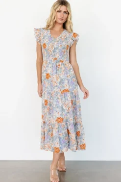 Baltic Born Arla Smocked Maxi Dress | Light Blue Floral