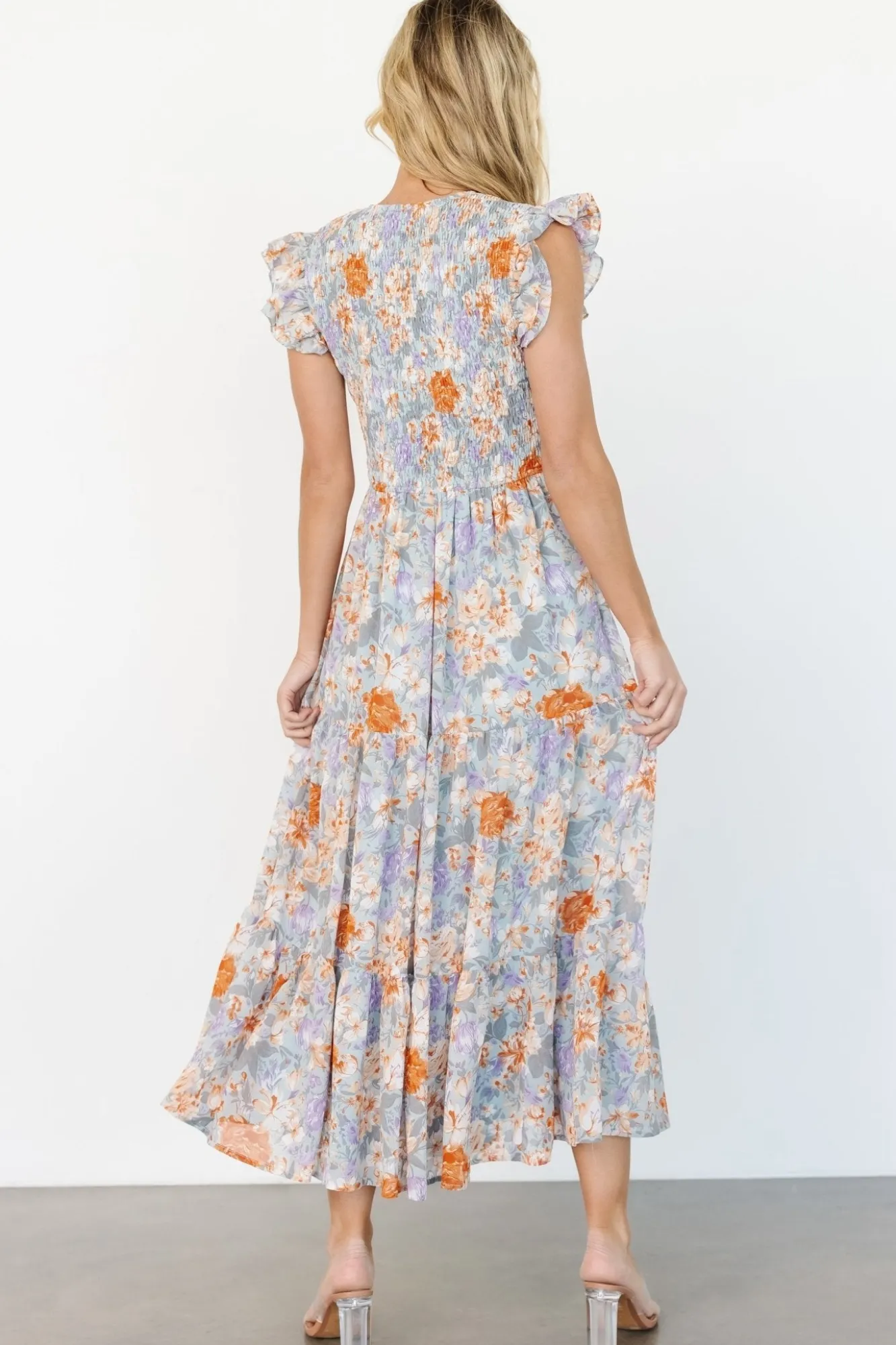 Baltic Born Arla Smocked Maxi Dress | Light Blue Floral