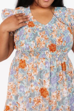 Baltic Born Arla Smocked Maxi Dress | Light Blue Floral