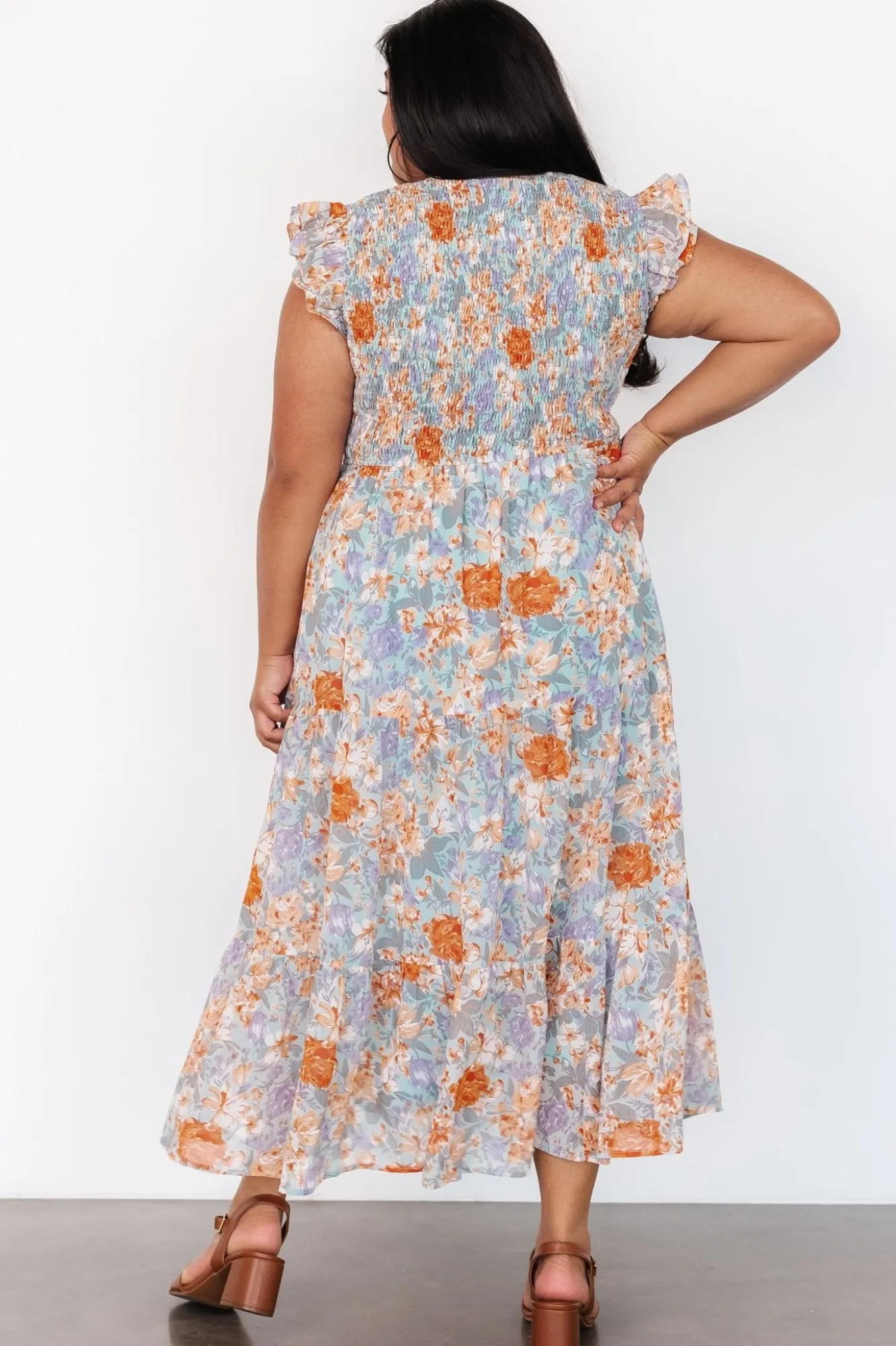 Baltic Born Arla Smocked Maxi Dress | Light Blue Floral