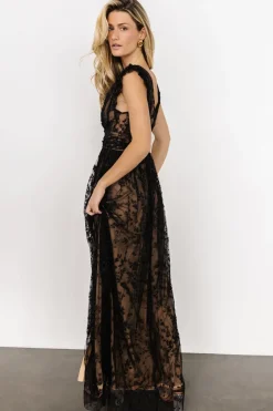 Baltic Born Arlene Shimmer Gown | Black + Nude