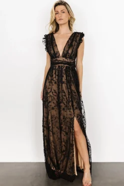 Baltic Born Arlene Shimmer Gown | Black + Nude