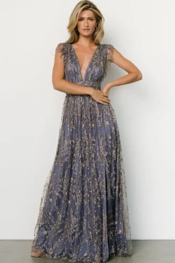 Baltic Born Arlene Shimmer Gown | Blue + Gold