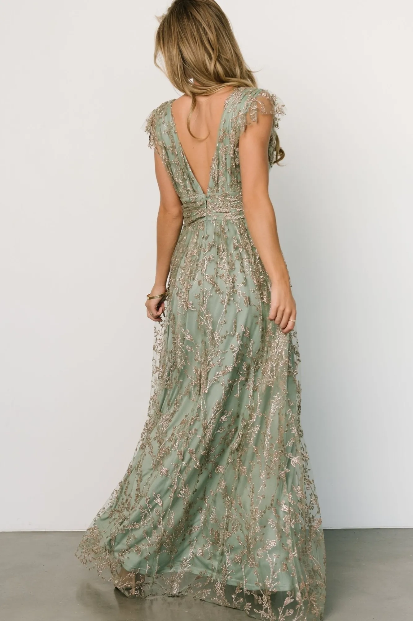 Baltic Born Arlene Shimmer Gown | Sage + Gold