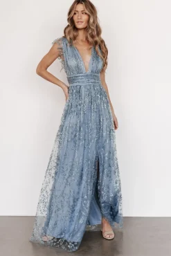 Baltic Born Arlene Shimmer Gown | Winter Blue