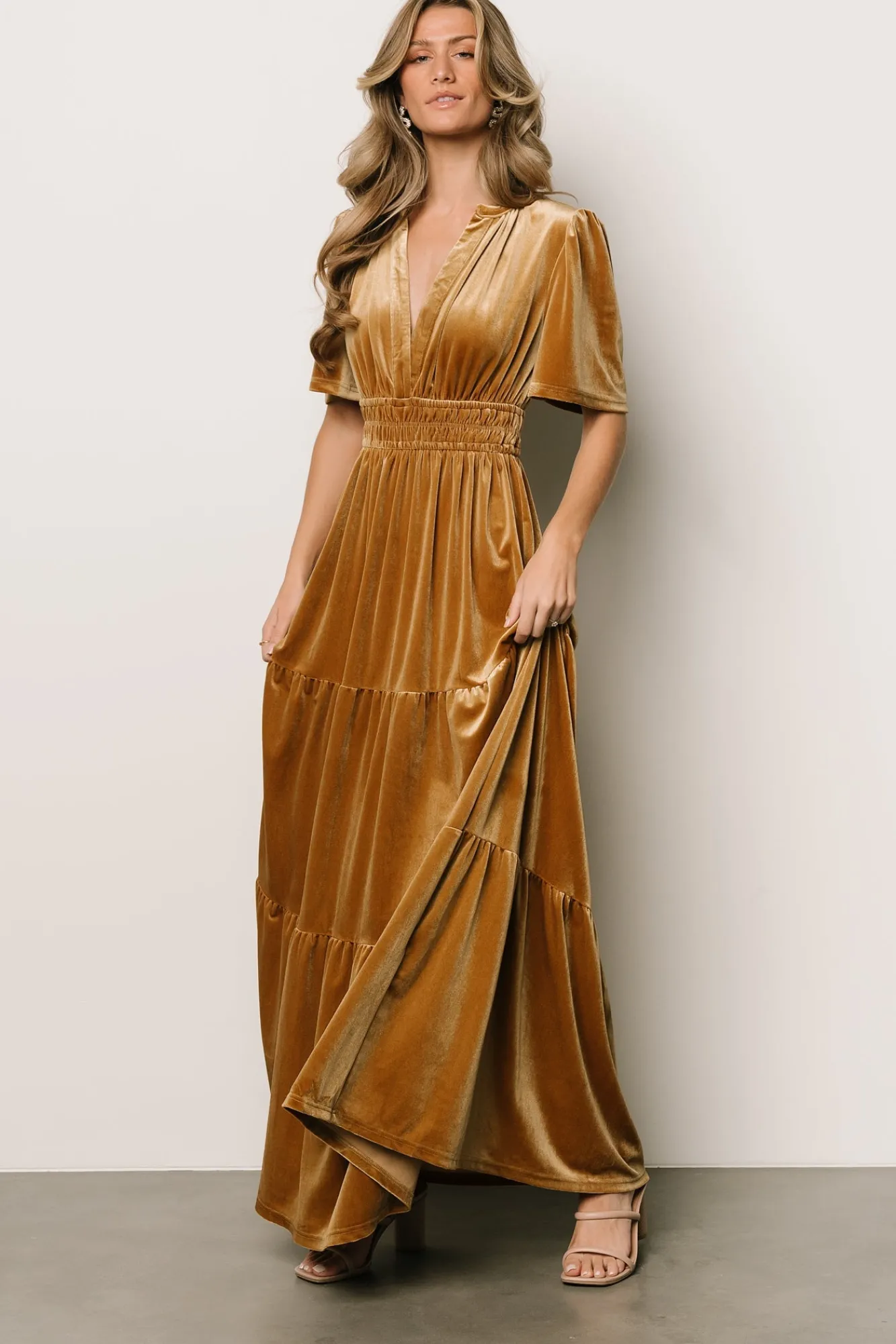 Baltic Born Artemis Velvet Maxi Dress | Dark Gold
