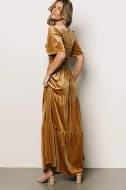 Baltic Born Artemis Velvet Maxi Dress | Dark Gold