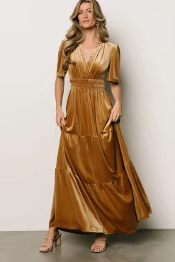Baltic Born Artemis Velvet Maxi Dress | Dark Gold