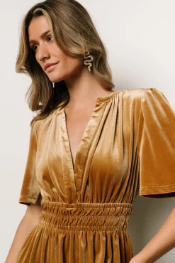 Baltic Born Artemis Velvet Maxi Dress | Dark Gold