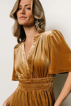 Baltic Born Artemis Velvet Maxi Dress | Dark Gold